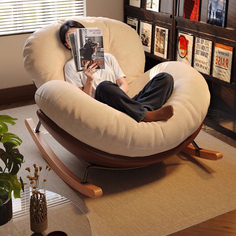 Eggshell Rocking Chair Lazy Sofa Recliner Adult Can Sleep Balcony Home Leisure Chair Single Living Room Lazy Chair