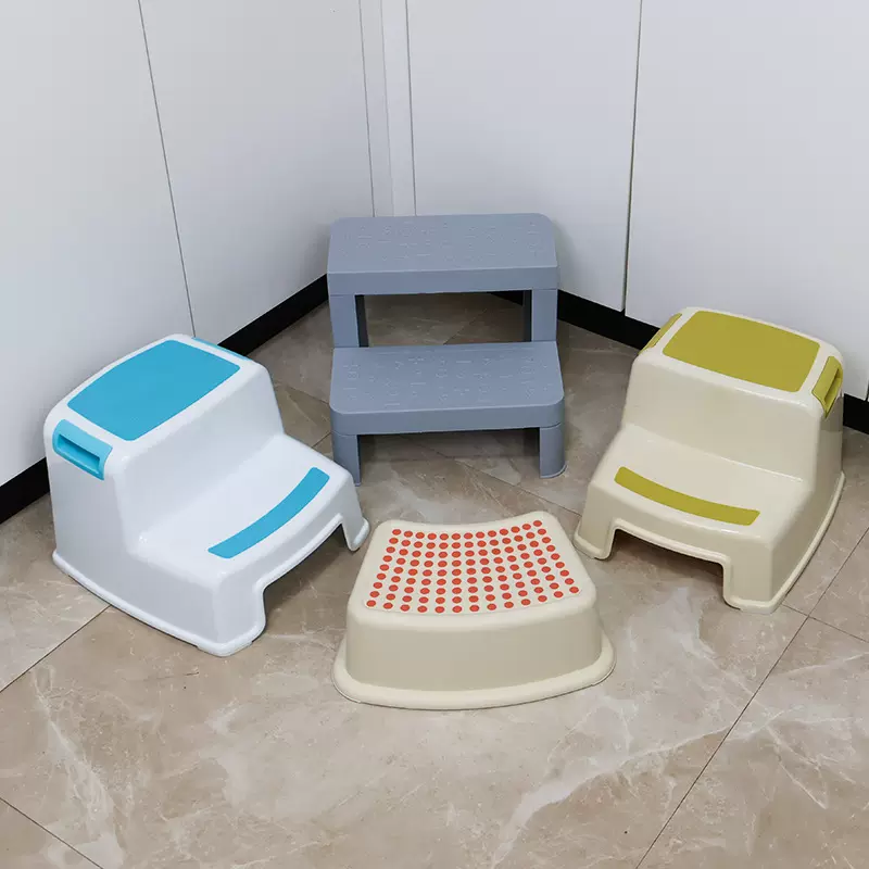 儿童塑料矮凳浴室防滑洗漱垫脚奶油色加厚家用门口简约坐凳换鞋