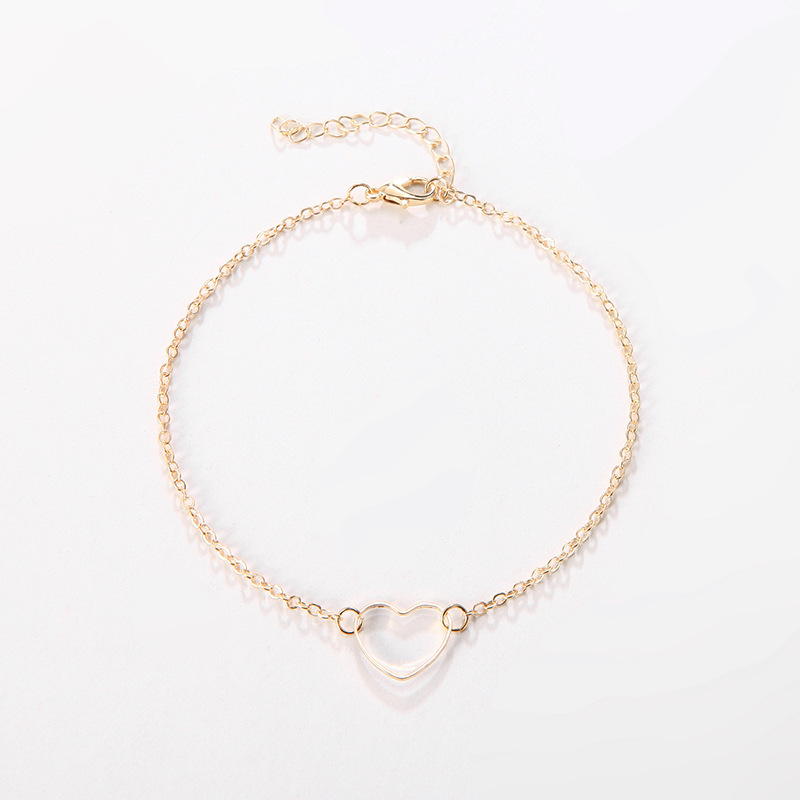 Daily Occasion Wholesale Jewelry Simple Style Heart Shape Simple Alloy Wristband Bracelets