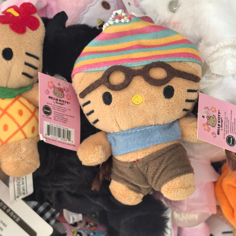 黑色草帽kitty帽宝宝挂件爱心扣公仔玩偶可爱赫本风挂饰钥匙扣|undefined