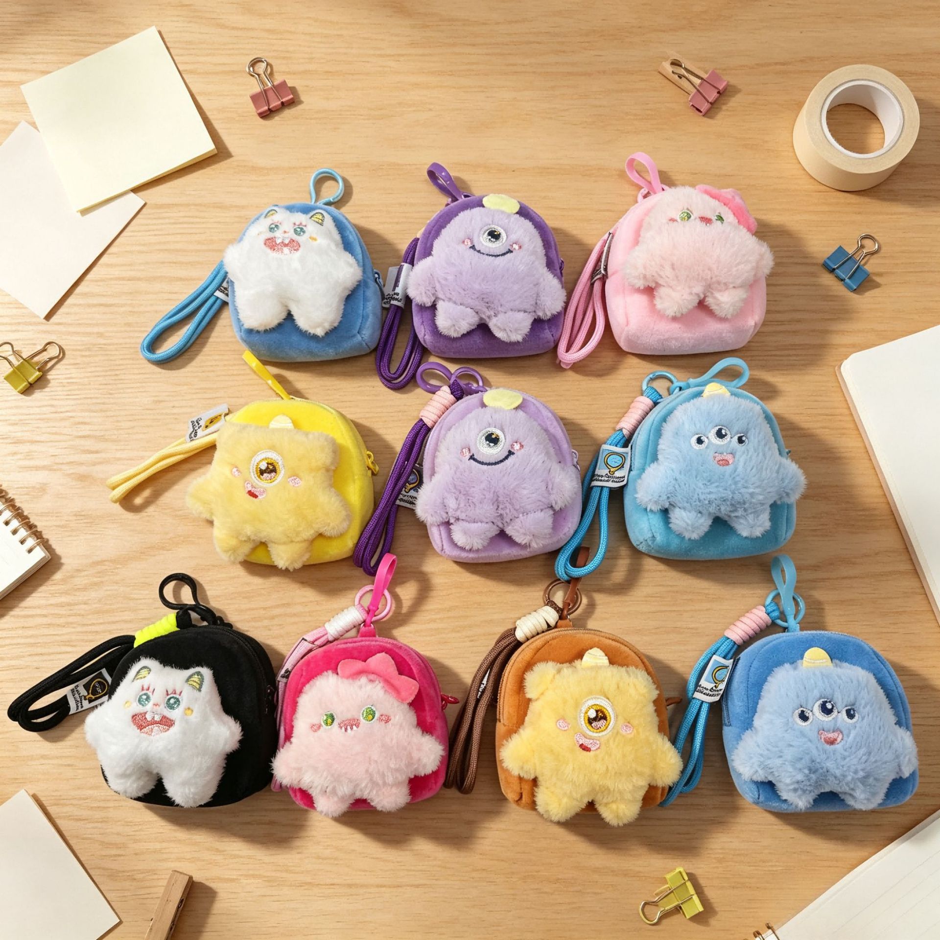 Cartoon Little Monster Coin Purse, Cute and Adorable, Hangable Backpack Accessory, Universal Small Bag for Bluetooth Headphones and Mobile Phone Storage