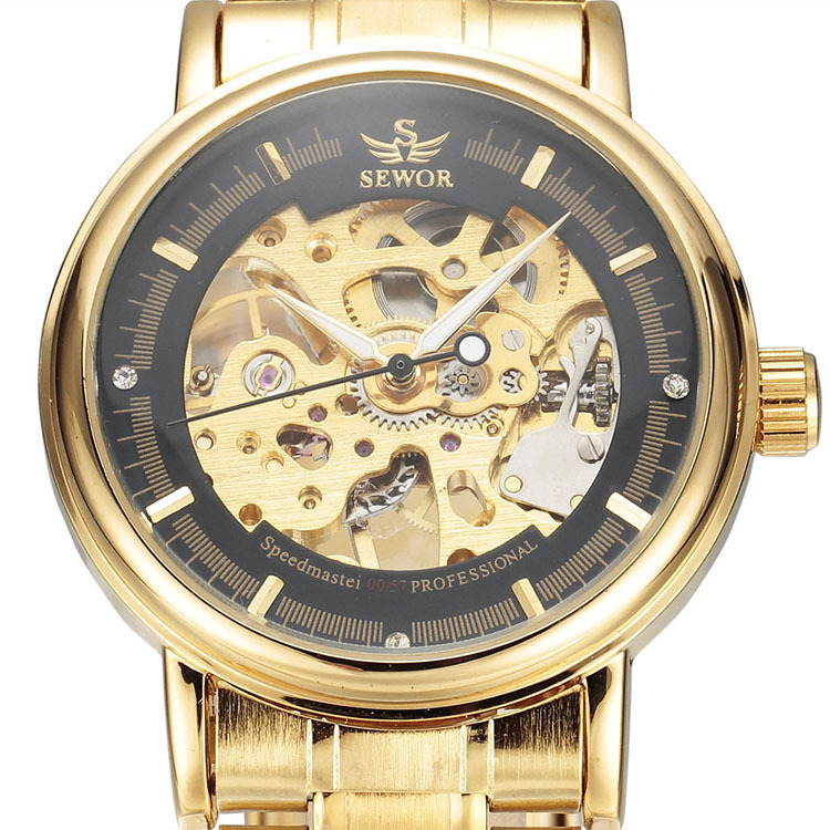 SEWOR nuevo reloj mecánico casual para hombres cinturón de acero hueco transparente reloj transfronterizo e-commerce entrega en vivo 025
