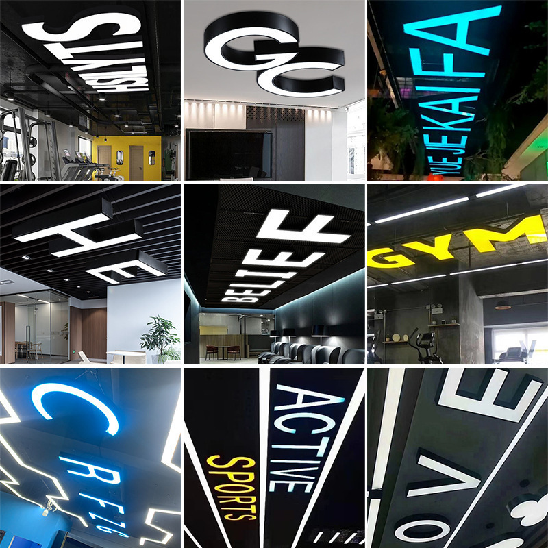 LED lámpara de letra tienda lámpara de techo sala digital gimnasio sala de baile industrial estilo creativo lámpara personalizada