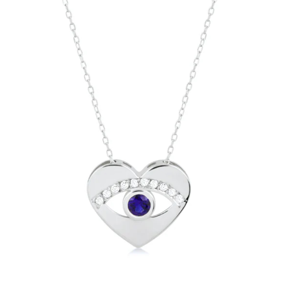 1 Piece Simple Style Eye Sterling Silver Inlay Zircon Pendant Necklace display picture 3