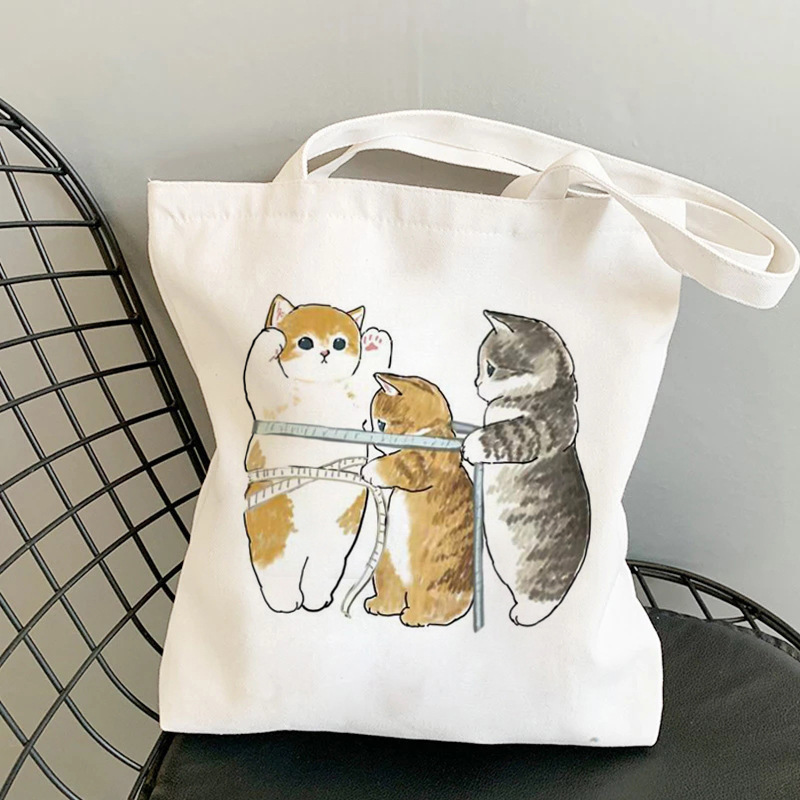 Cat Pattern Unisex Canvas Cat Streetwear Square Open Canvas Bag