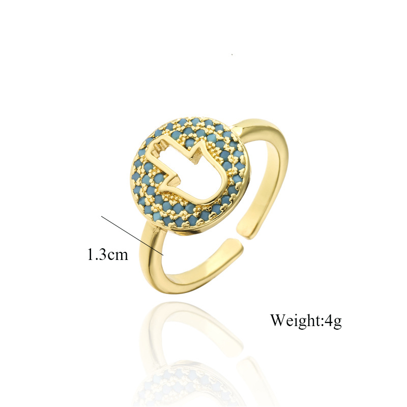 Fashion Hollow Palm Geometric Copper Inlaid Zircon Opening Adjustable Ring display picture 1