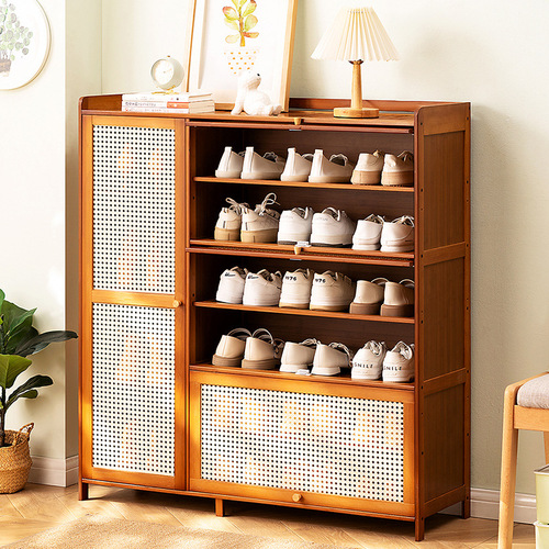 Shoe cabinet storage rack for home modern doorway large capacity simple space-saving ultra-thin solid wood balcony bucket storage