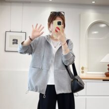 【特】2026大码女秋季新款经典百搭简约纯色连帽卫衣休闲外套0802