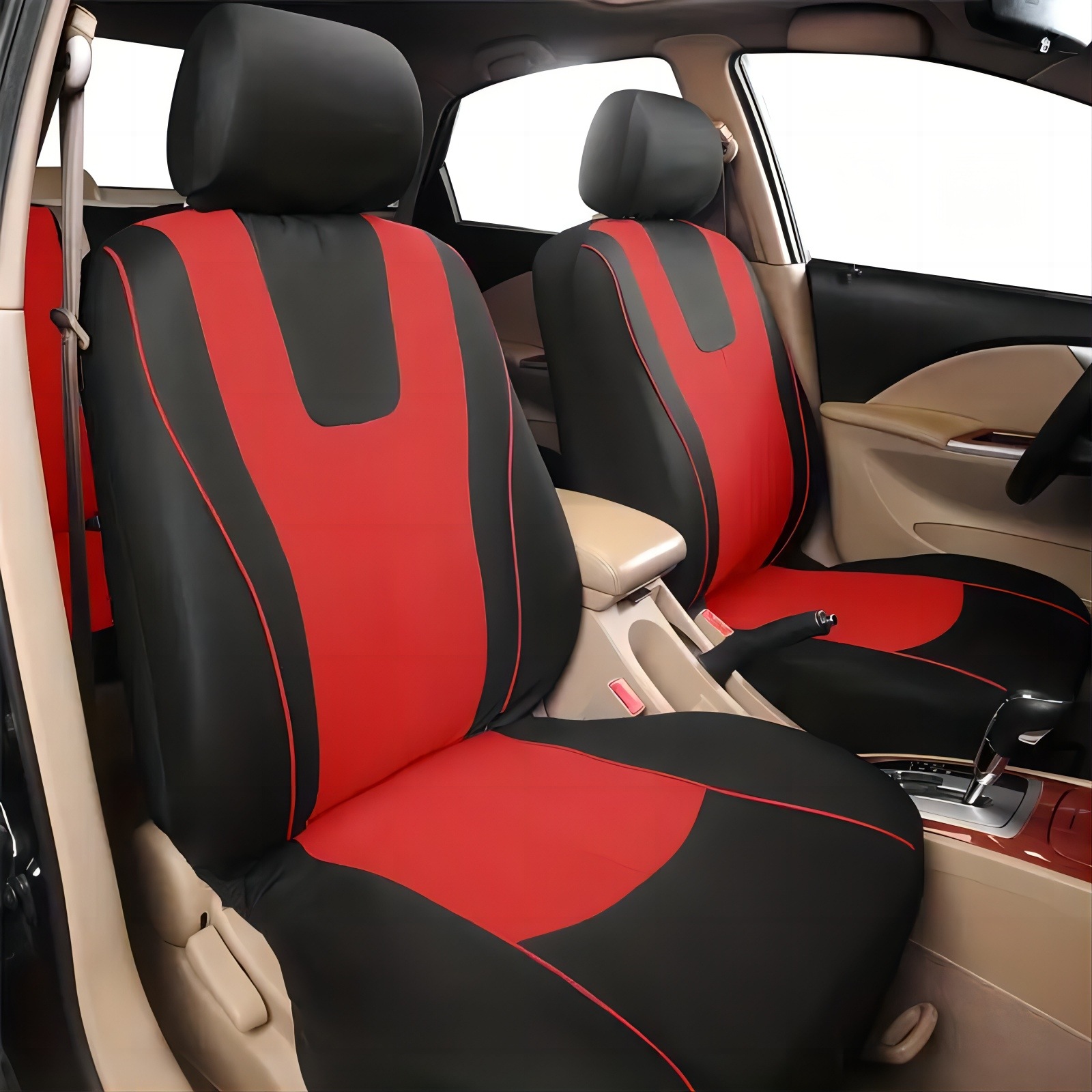 Universal Car Seat Covers, Full Elastic Polyester Fabric, Four-Season Seat Cushion Covers, Cross-Border Foreign Trade 9-Piece Set, Red, Black, Blue, Brown