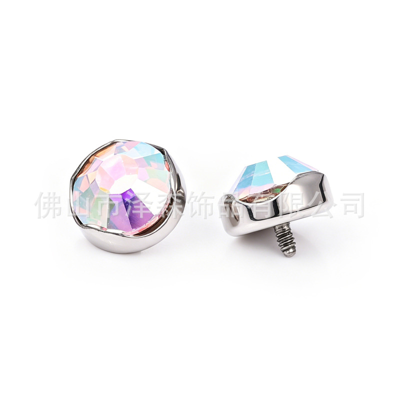 F136 Titanium Alloy Wavy Edge Earring, Czech Crystal Flat-Back Edge-Wrapped Stud, G23 Titanium Cartilage Jewelry detail image 10