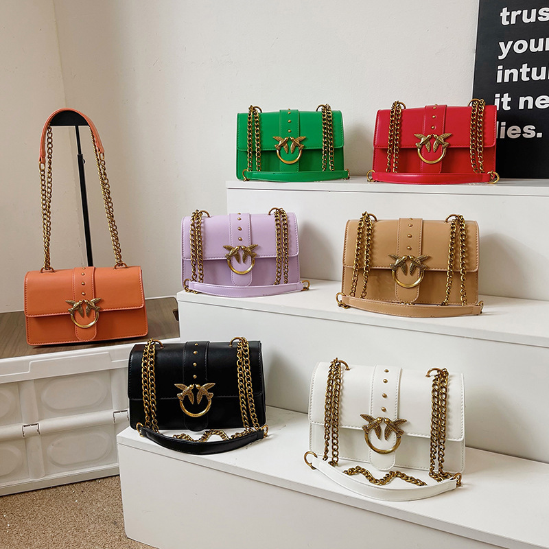 Cross-border PU Women's Bag Crossbody Bag New Pinko Swallow Chain Dionysia Bag Fashion European and American Shoulder Underarm Bag