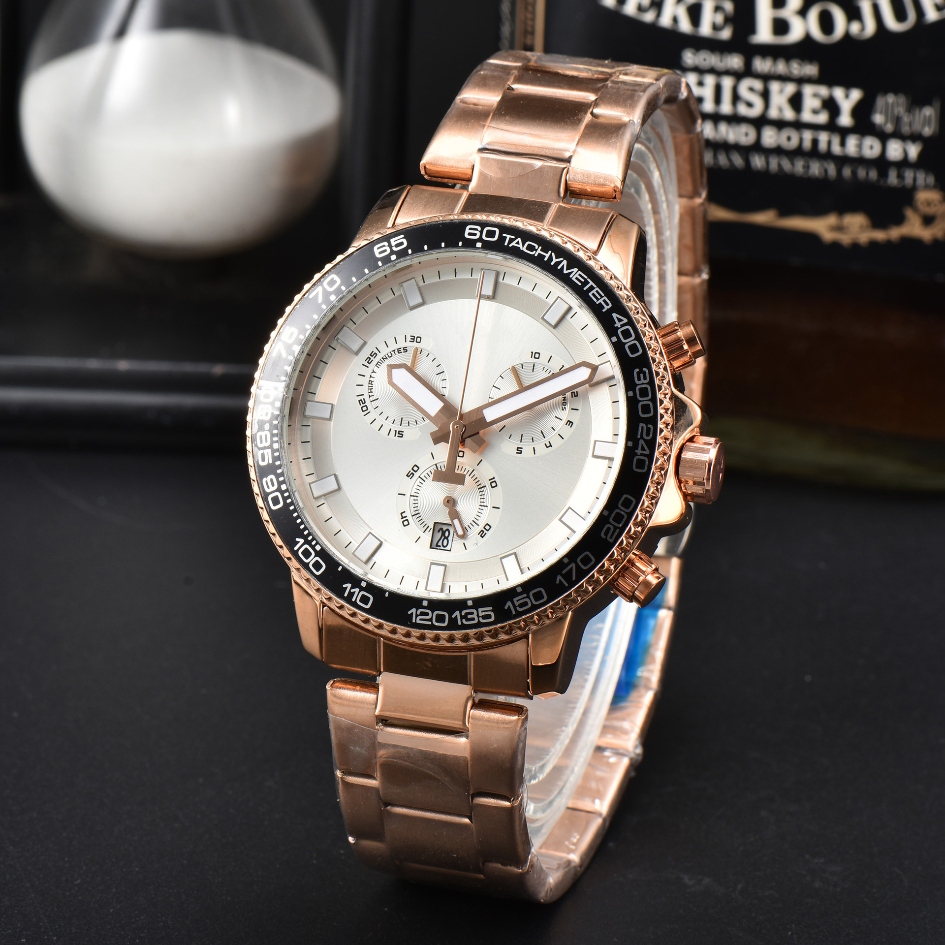 Multifunctional Fully automatic Men's Six Needle Full Function Quartz with Steel Band Timing Watch_voghion.com