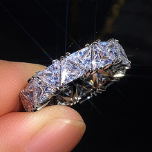 eBay热卖手饰 镶满钻单排三角形锆石戒指女 个性创意礼物指环现货
