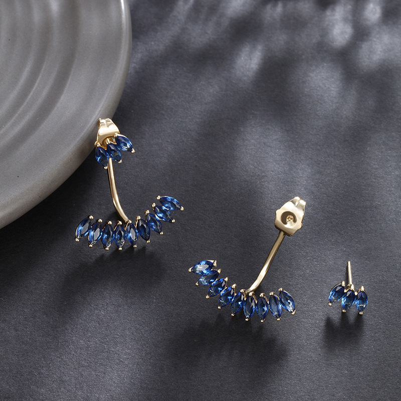 14K color Xuping joyería geometría estrella de amor auriculares de zircón ligero de lujo nicho sensación de mujer