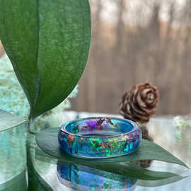 亚马逊新款亚克力树脂个性简约五彩色戒指时尚百搭情人节礼物指环
