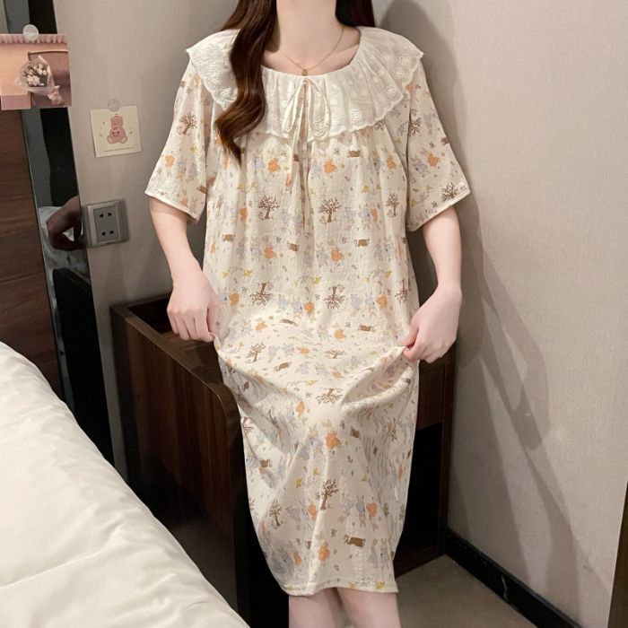 Venta al por mayor transfronteriza verano nuevo estilo dulce camisón casual hogar con almohadilla para el pecho pijamas de una pieza ropa de aire acondicionado para el hogar de las mujeres