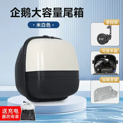 Electric car tail box, for Yadea, Aima, and Tailg - password-lock-double-sided-buckle-off-white-bracket-no-specifications