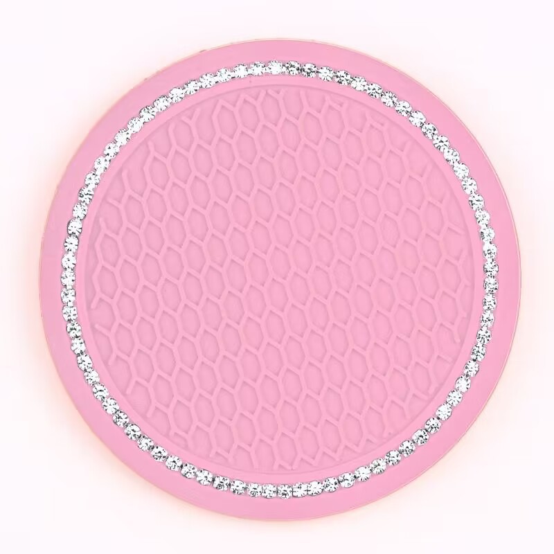 Diamante transfronterizo taza de agua estera redonda de silicona antideslizante estera taza almohadilla de aislamiento térmico rhinestone accesorios creativos del coche