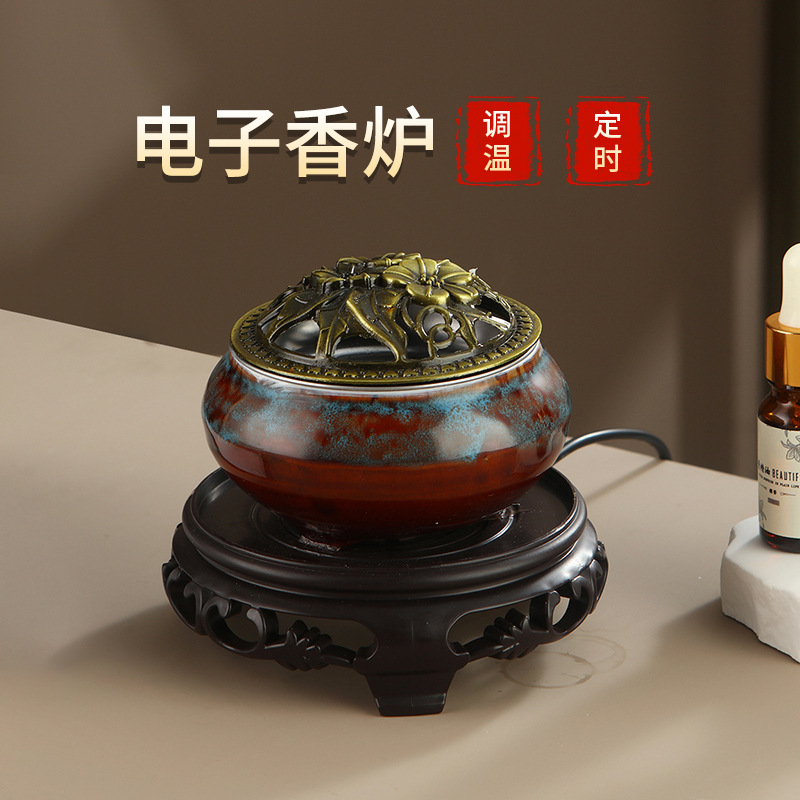 陶瓷电子香薰炉电热定时调温香薰精油茶叶烤香炉沉香檀香粉品香炉