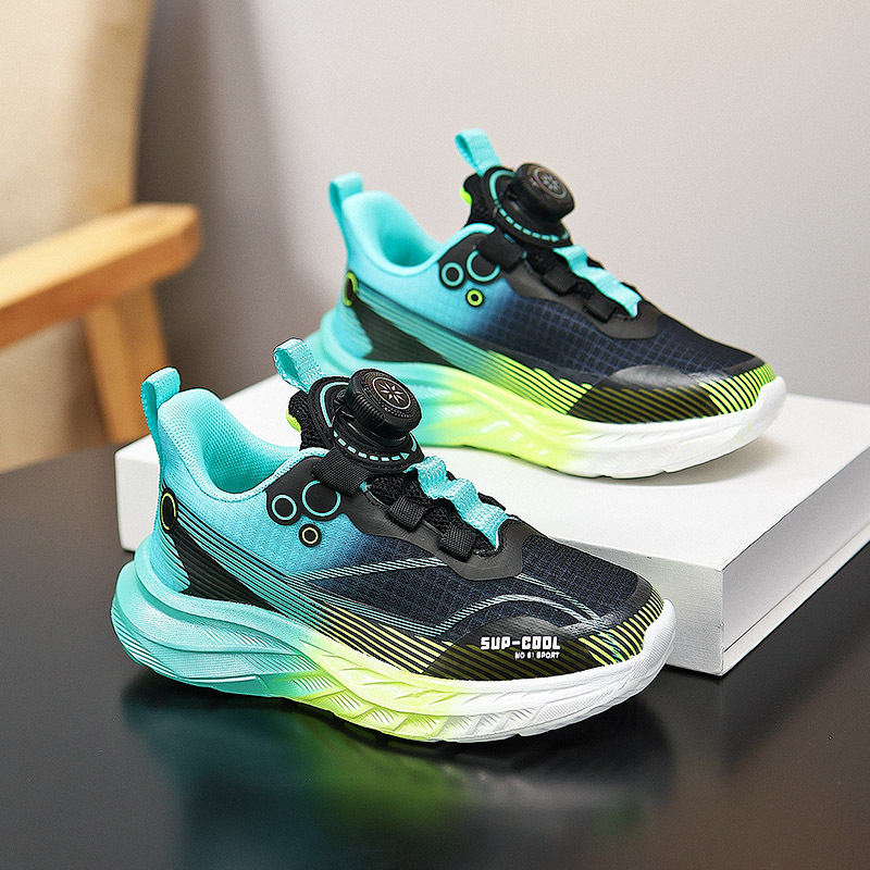 Calzado deportivo ligero para niños modelos de primavera y otoño zapatos para correr con botones giratorios transpirables para niñas