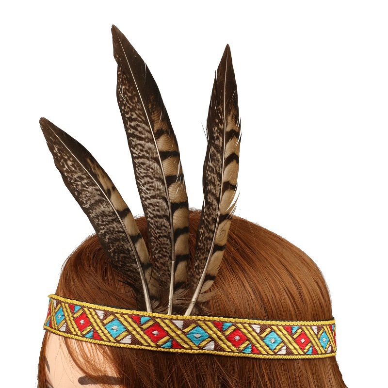 Nuevo tocado pluma estilo étnico de Navidad de los niños de la India popular sombrero bola pluma corona transfronteriza Generación de cabello