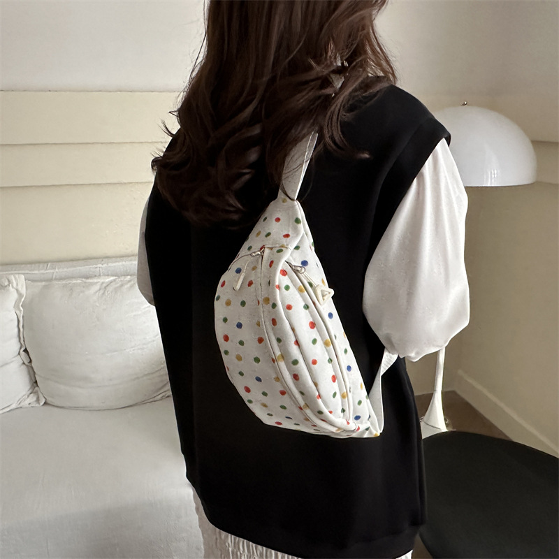 2024 nuevo arco iris onda punto de mujer bolso de pecho pequeño bolso de cambio de teléfono móvil bolso de pecho de moda casual simple brazo