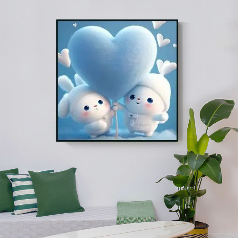Productos genuinos Monalisa Royal Cross Stitch Corazón a corazón de dibujos animados conejo tela de oro sin gancho 24-color bordado completo image 5