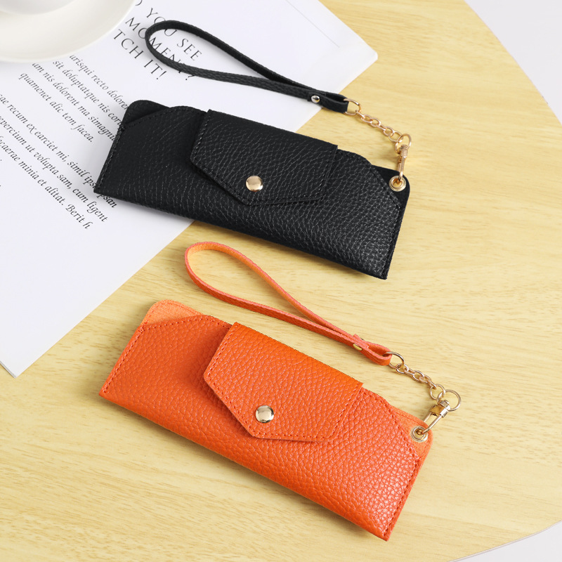 Caja de gafas de cuero de PVC al por mayor, botón de torsión suave pu, gafas de miopía, bolsa de gafas de sol, venta directa de fábrica