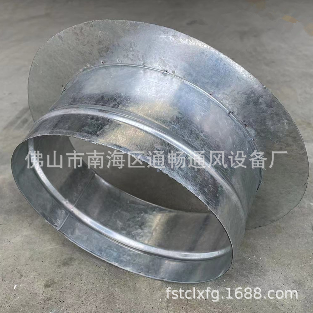 新风系统圆形金属法兰接头排风管连接器新风机出风口方变圆转接口
