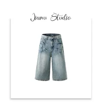 JIMAU Lightning Summer baggy jeans нейтральный американский свободный широкий широкий ножки семь очков джинсы для мужчин и женщин