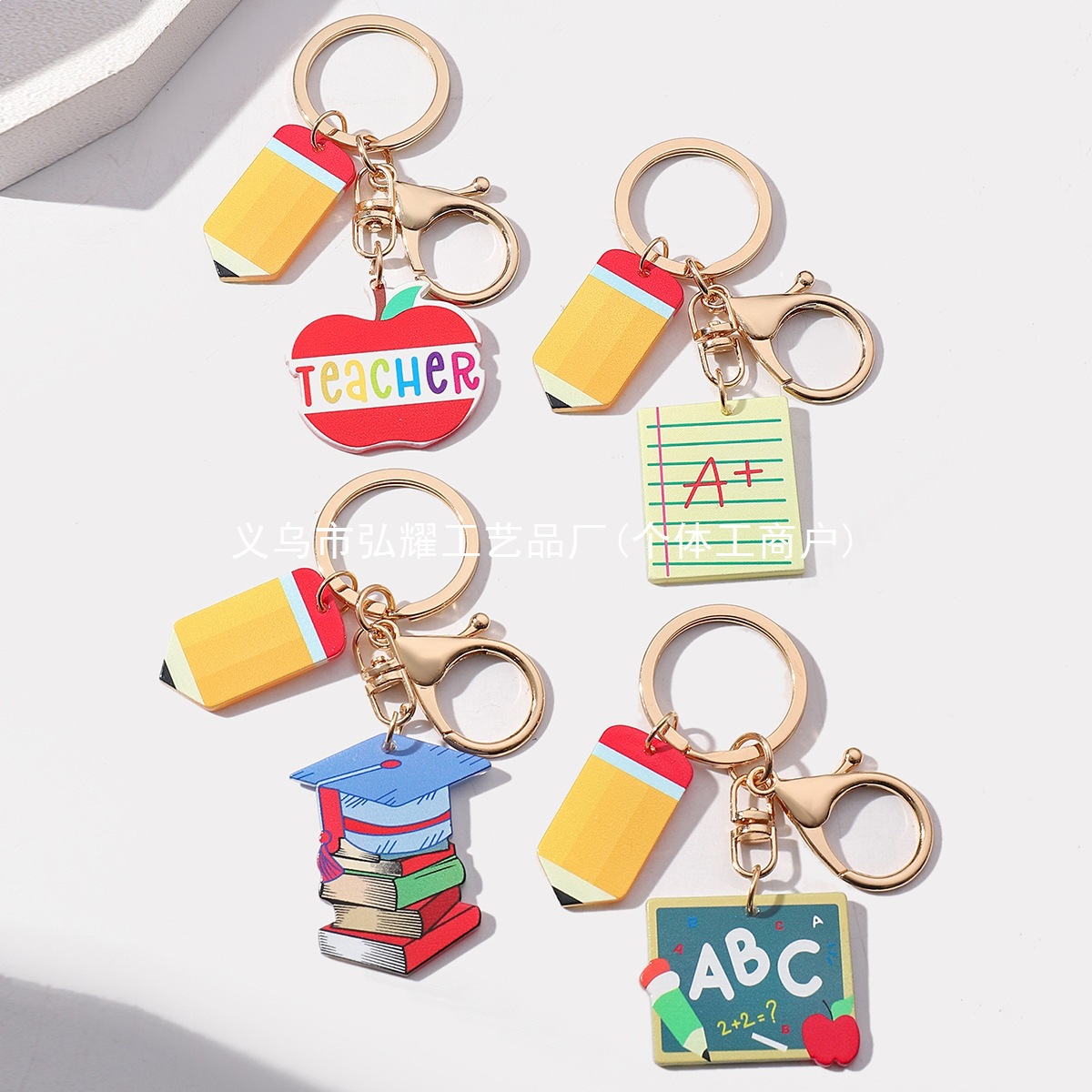 Colgante Temporada de graduación llavero de lápiz Día del Maestro regalo de decoración manzana colgante acrílico docente Inglés