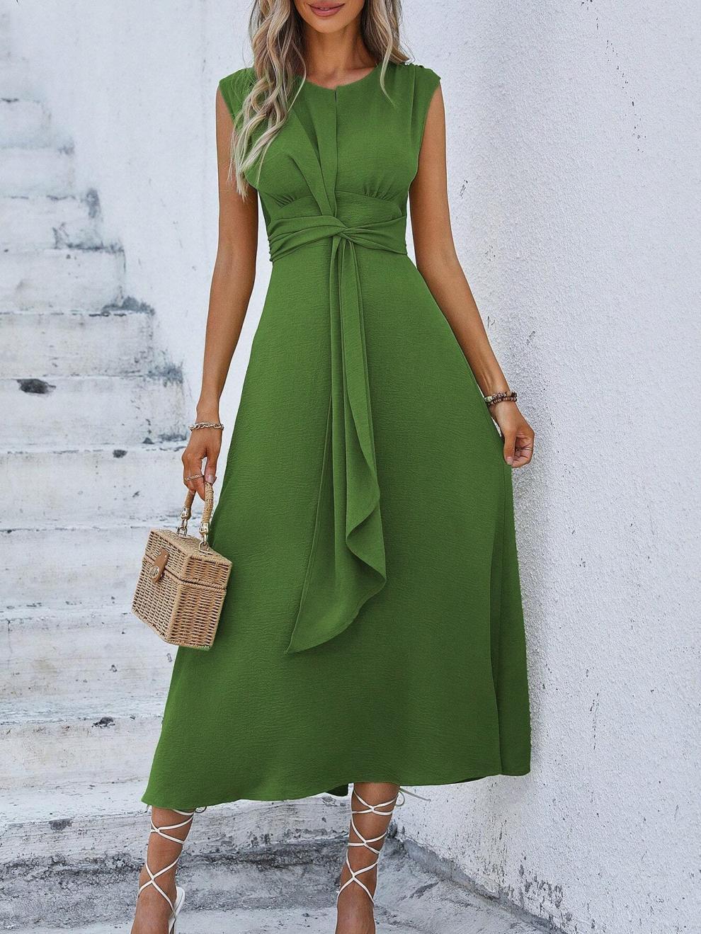 327g Weight Midi Dress Dress Length Type Sleeveless Sleeve Length Sheath Dress Dresses Type Sleeveless Sleeve Type Polyester Fabric Type Elastic Waist Waist Line Holiday Occasion Round Neck Neckline Regular Fit Fit Type Solid Color Pattern Summer Season Women's Gender Streetwear Style Wholesale Women's Streetwear Solid Color Holiday Round Neck Sleeveless Sheath Dress 29