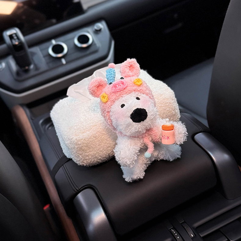 2025 New Model West Highland Car Tissue Box, Car Armrest Box Tissue Holder, In-Car Seat-Style Tissue Bag, Cute for Women