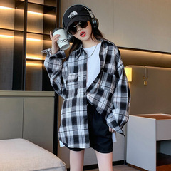Women's Spring Shirt Fashion Korean Style Checkered Shirt 2023 New Spring and Autumn Big Kids Trendy Casual Checkered Shirt
