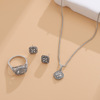 Wedding ring, earrings, necklace, set, European style, suitable for import, 3 piece set, wholesale