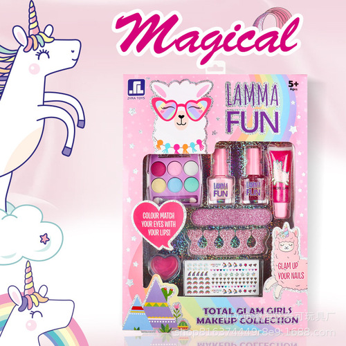 Cross-border foreign trade children's cosmetics complete set non-toxic girls simulation makeup lip gloss lipstick toy set Amazon