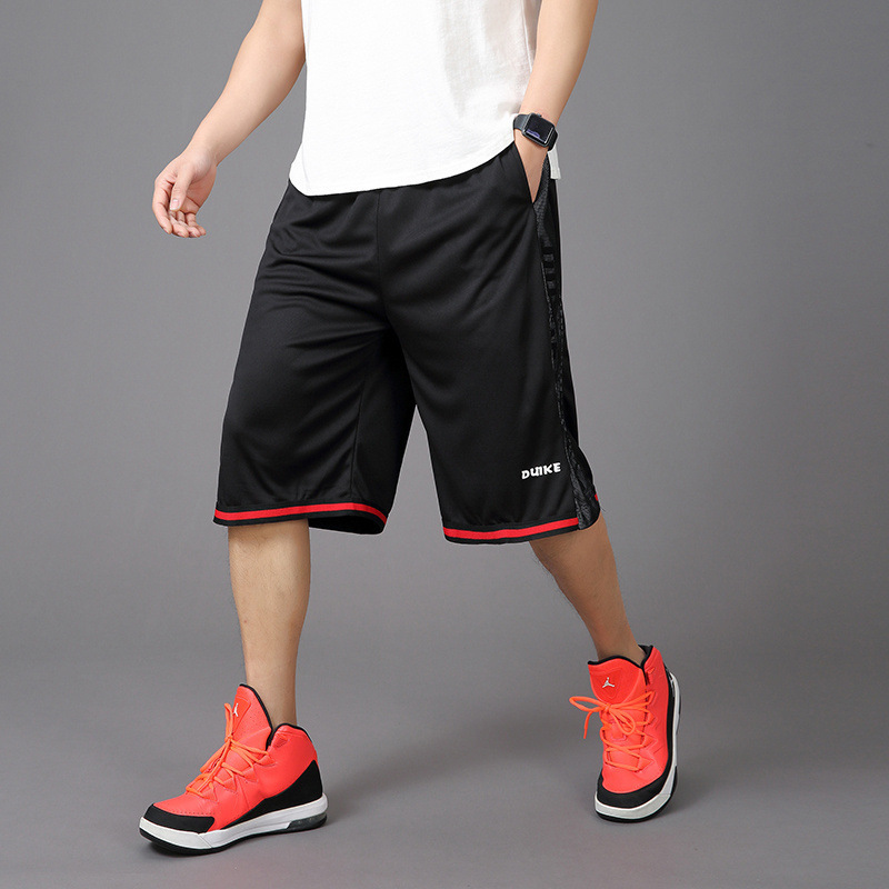 Men's shorts stretch loose cropped basketball pants running fitness sports cropped beach pants over the knee men's summer pants