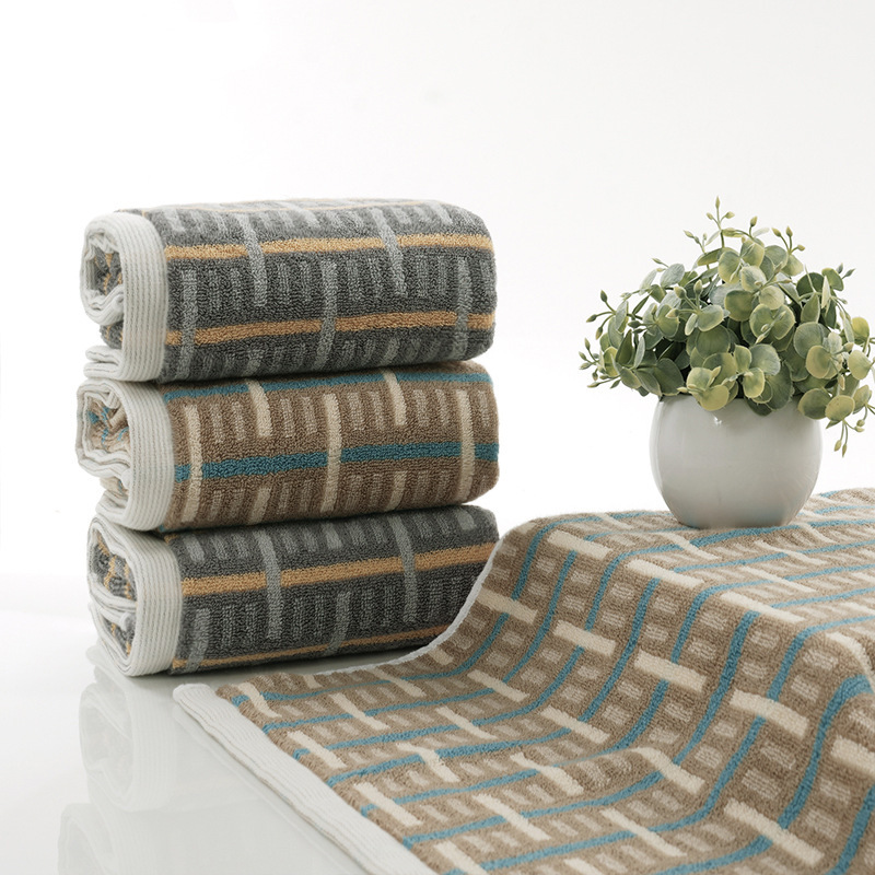 Yarn-dyed cotton towel wholesale thickened absorbent towel face washing cotton household soft face towel gift making logo