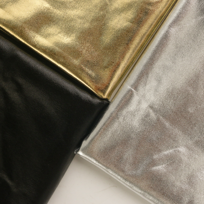 液态金属感四面弹高亮针织烫金弹力演出服舞台妆工艺品面料弹力强