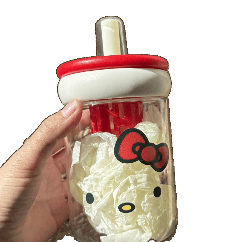 凯蒂猫高颜值2025新款吸管塑料水杯女生可爱便携杯子茶水随手分离|undefined