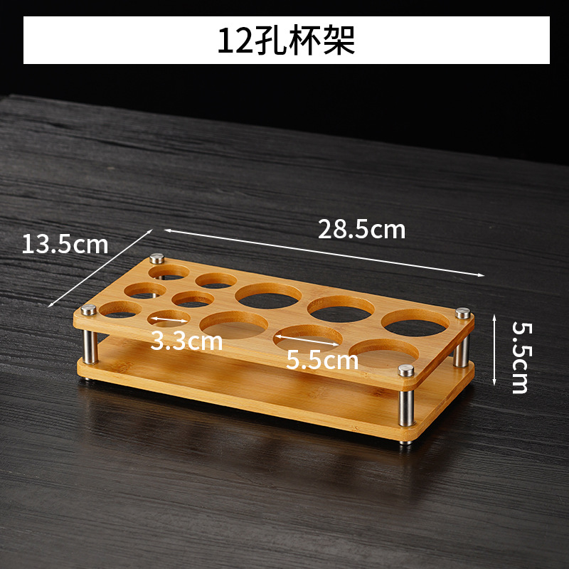 Portavasos de estante de vino creativo del hogar portavasos de madera de bambú copa de vino blanco pequeña taza de vino bandeja de almacenamiento estante de taza de espíritus