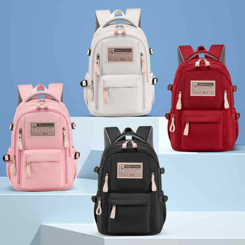 Sesame Baby 2024 nueva mochila de color sólido para estudiantes de primaria y secundaria, mochila de gran capacidad, logotipo impreso