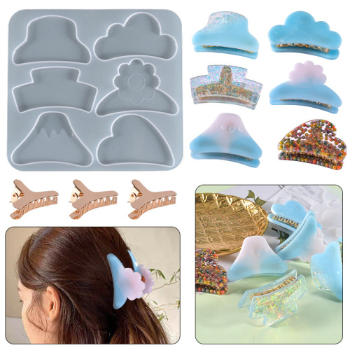 Poppy diy crystal glue resin mold irregular shaped shark hairpin patch silicone mold wholesale