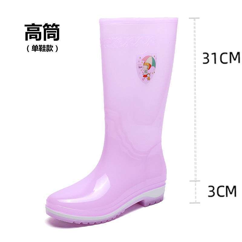 Botas de lluvia para mujer, botas de lluvia de tubo largo y alto, zapatos de goma transparentes de moda para adultos coreanos, botas impermeables, zapatos de trabajo antideslizantes image 8