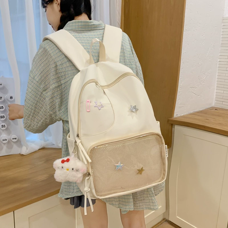 Japanese cute transparent capacious universal school bag, backpack, Korean style