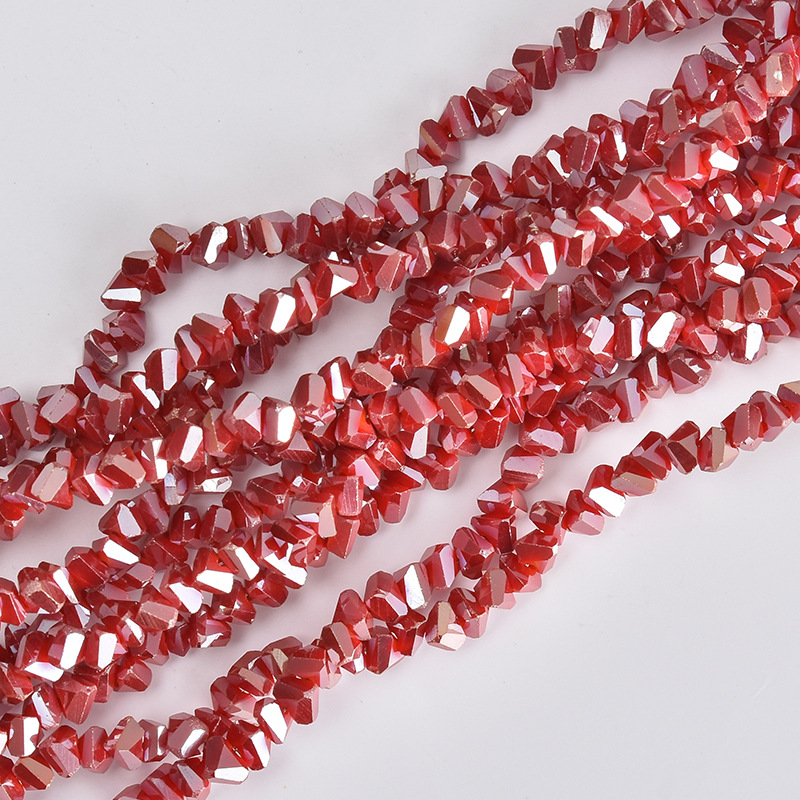 Triangular Crystal DIY Jewelry Electroplated Beads Small Beads Bracelet Headscarf Loose Beads Material Wholesale Accessories 4mm Glass Beads