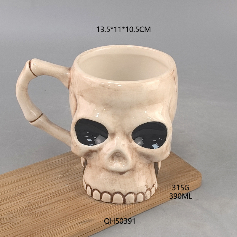 Taza de cerámica con forma de calavera, taza de café con diseño de cabeza de fantasma de Halloween, taza novedosa transfronteriza, diseño creativo