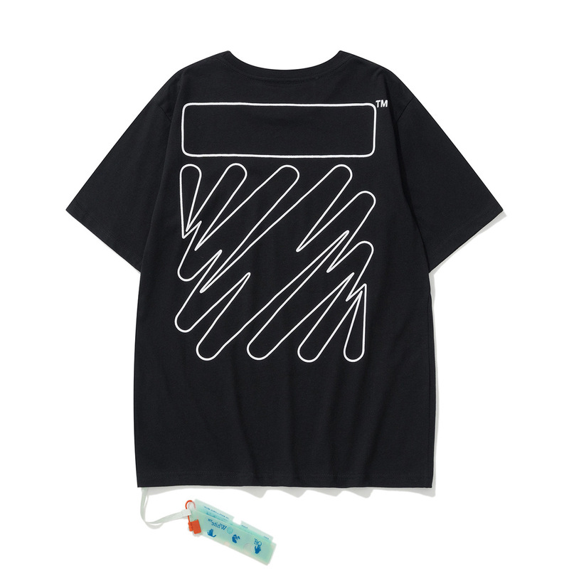 トレンディな漫画落書き油絵矢印半袖男性と女性ルーズカップル OFW 純綿半袖 Tシャツ夏 mk ゼブラ|undefined
