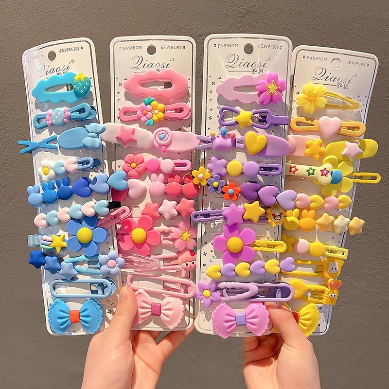 2025 nuevo clip de cabello de color para niños lindos dibujos animados tarjeta de cabello de niña arco no daña el cabello lateral clip de cabello roto