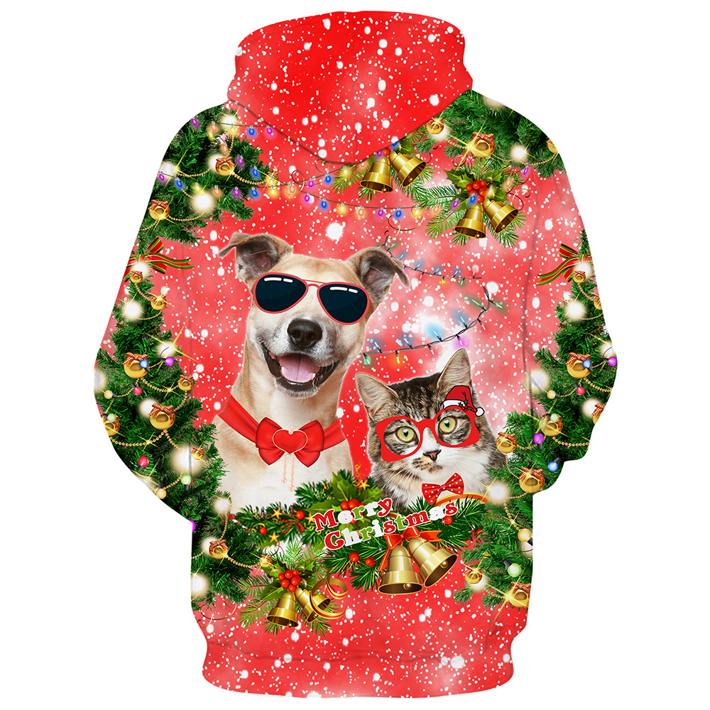 boy Cross-Border Christmas Carnival Snowman European And American Men's Digital Print Pullover Long Sleeve Hoodie Fleece_voghion.com